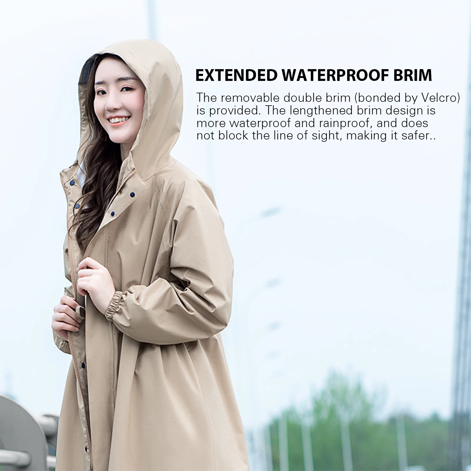

For Women's Long Full Body Raincoat Lightweight Waterproof Reusable Hooded Raincoat Outdoor Breathable Fashion Protective Jacket