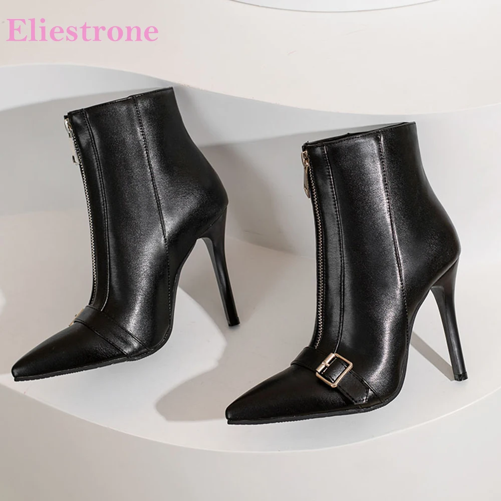 

Женские ботильоны со змеиным принтом, Черные ботильоны с острым носком, на высоком каблуке, Офисная Классическая обувь, большие размеры 11 43 45 48, для зимы