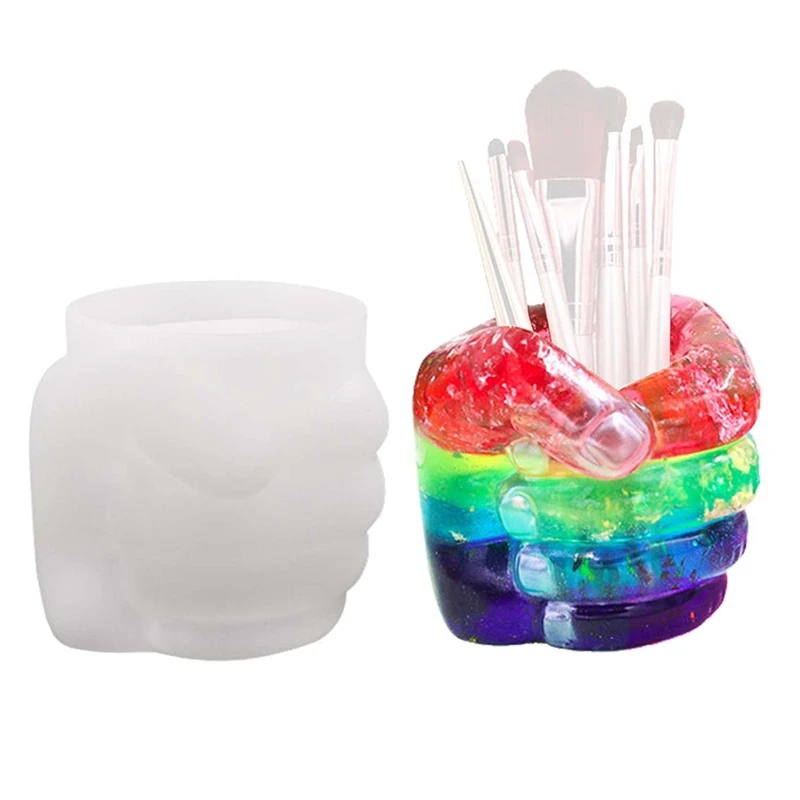 

Epoxy Resin Mold Fist Shape Silicone Mold DIY Vase Mold Jewelry Pen Holder Mold For Home Decoration Craft Bedroom Office