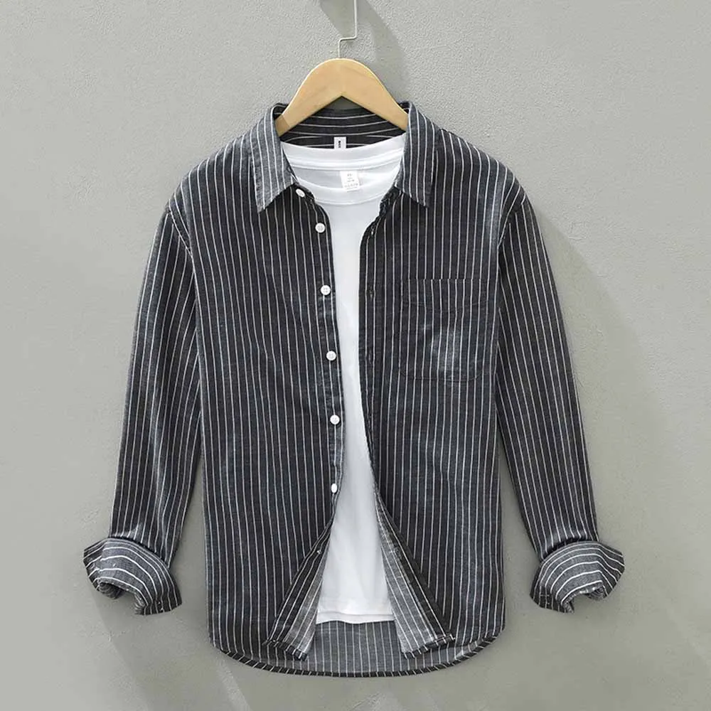 Masculina Spring Shirts Men Dress Vertical Stripe Streetwear Slim Men Shirt Casual Long Sleeve Chemise Homme Tuxedo Shirt