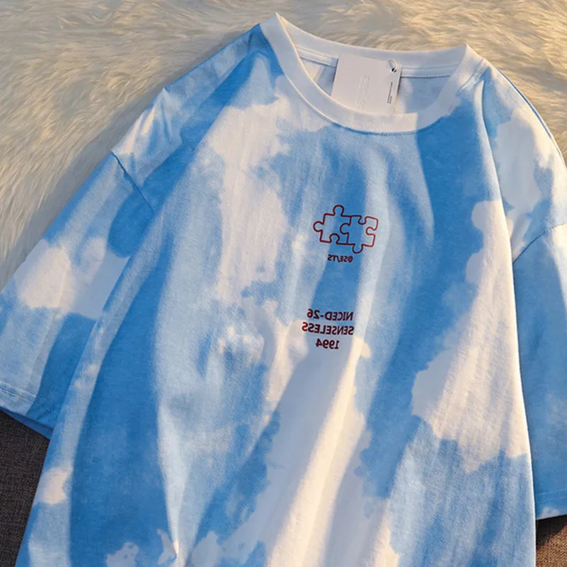 

Свободные женские футболки, футболки с принтом Tie-dye, одежда в стиле Харадзюку, летняя футболка в стиле хип-хоп, свободный уличный топ в стиле ...