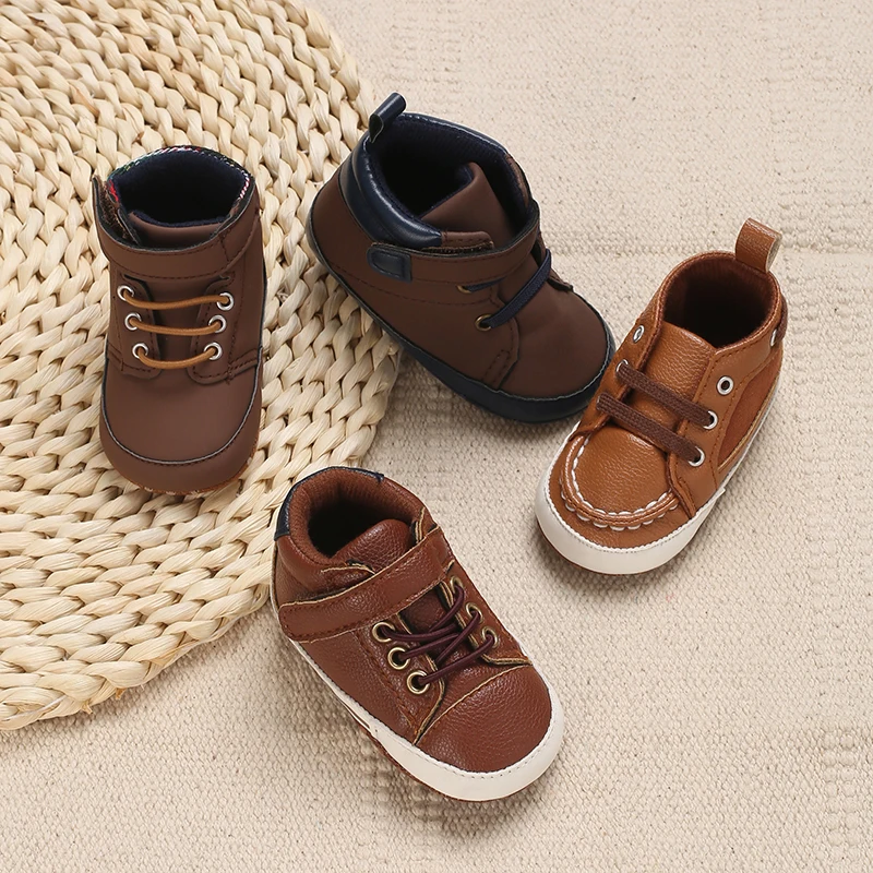 Высокие кожаные универсальные спортивные туфли на весну и осень с мягкой