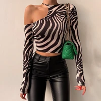 women y2k gothic crop top autumn new round neck pullover printed long sleeve off shoulder and navel casual womens top