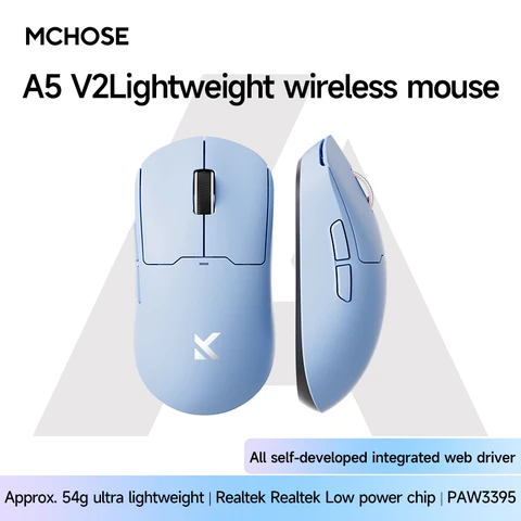 Игровая мышь Mchose A5 Ultra Tri-Mode Низкая задержка PAW3395 26000 DPI 8KHz Polling Беспроводная Bluetooth Легкая