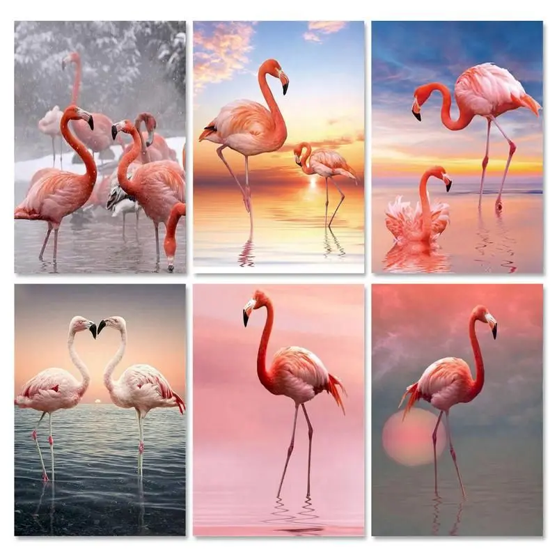 

GATYZTORY Diamond Painting Flamingo Full Square Round Mosaic Animal Embroidery Creative Hobbies Decor For Home New Arrivals