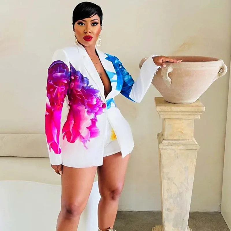 Женский короткий костюм в винтажном стиле с цветочным принтом высокая талия