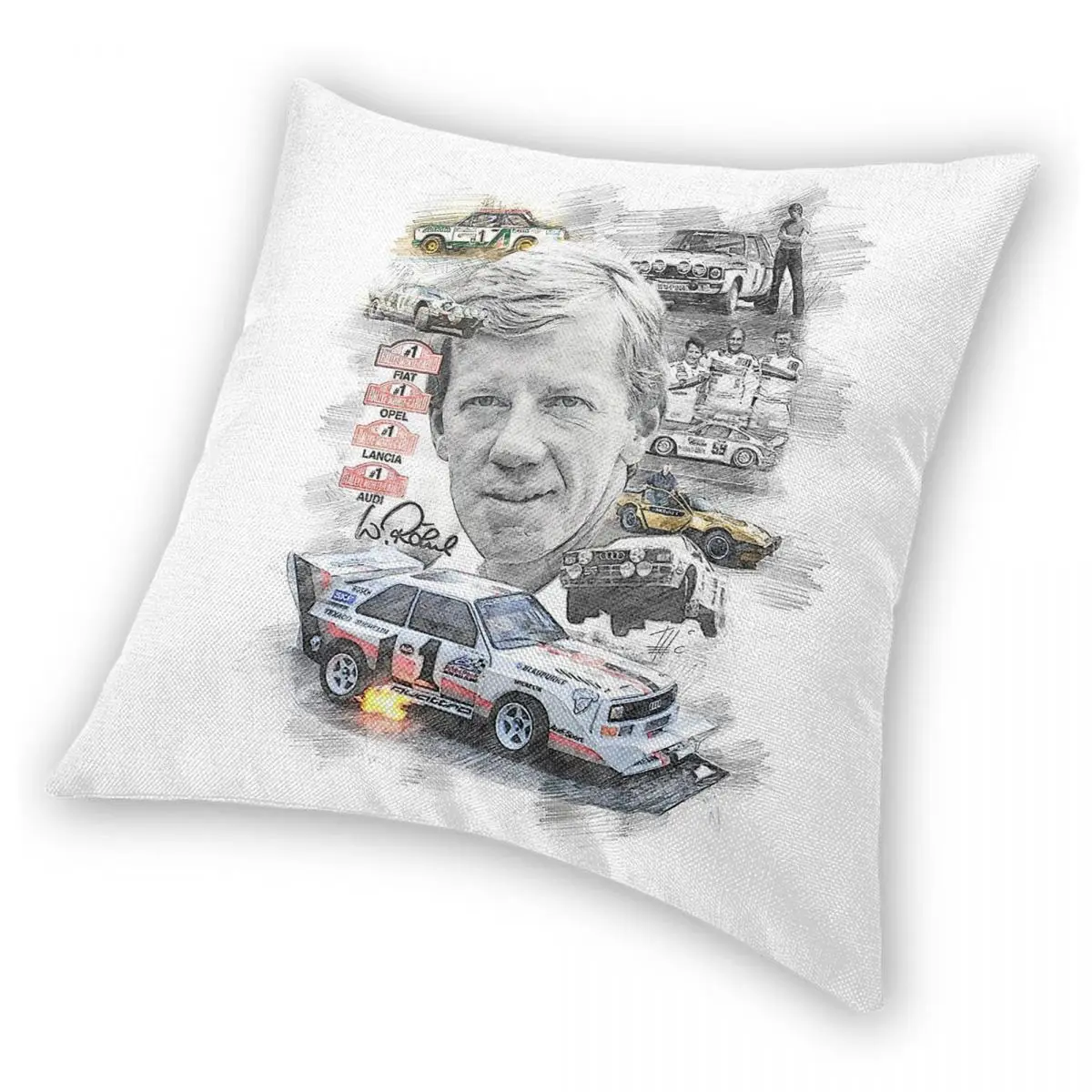Квадратная наволочка Walter Rohrl Racing Driver из полиэстера, льна и бархата, креативная декоративная наволочка на молнии, чехол для автомобильной подушки (art.: 3920da0280b99) - 3920da0280b99