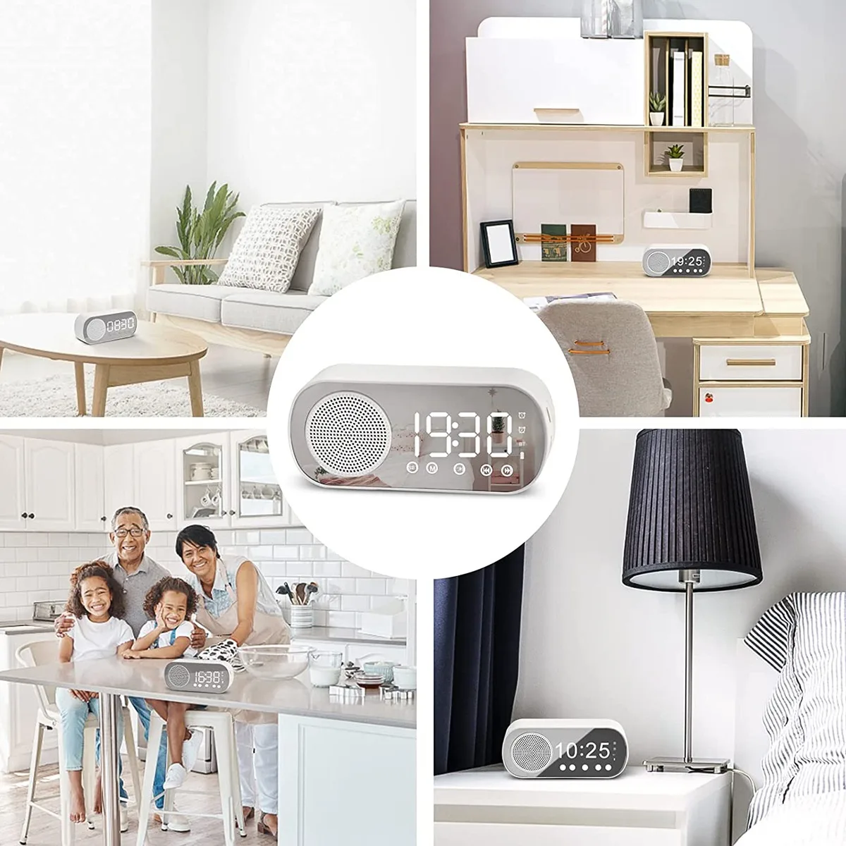 Цифровой будильник светодиодный с FM-радио и Bluetooth-динамиком 3 режима яркости для
