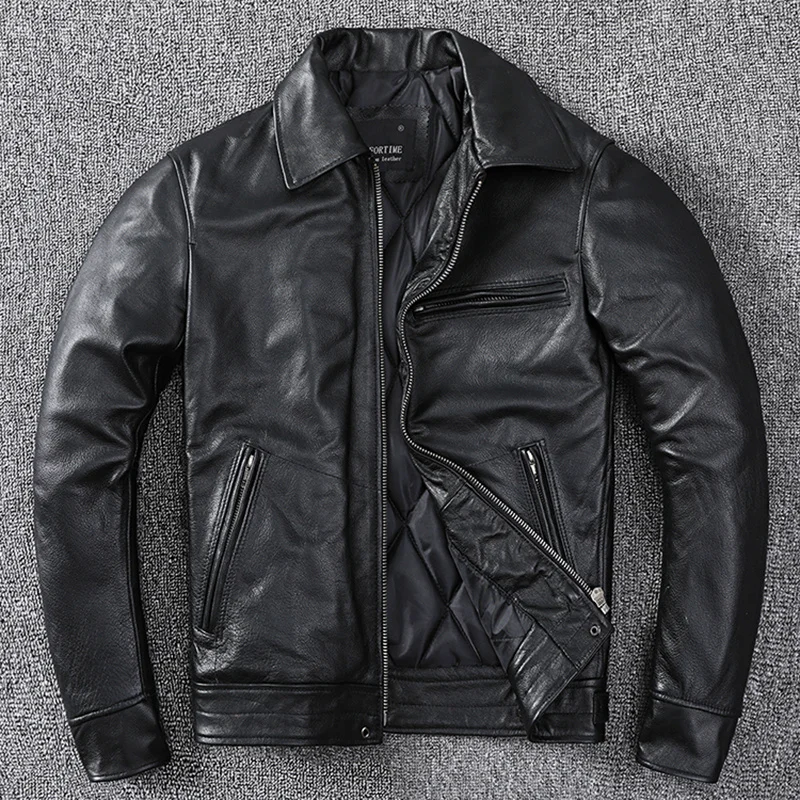 

Мужская Утепленная куртка из натуральной воловьей кожи, 6XL