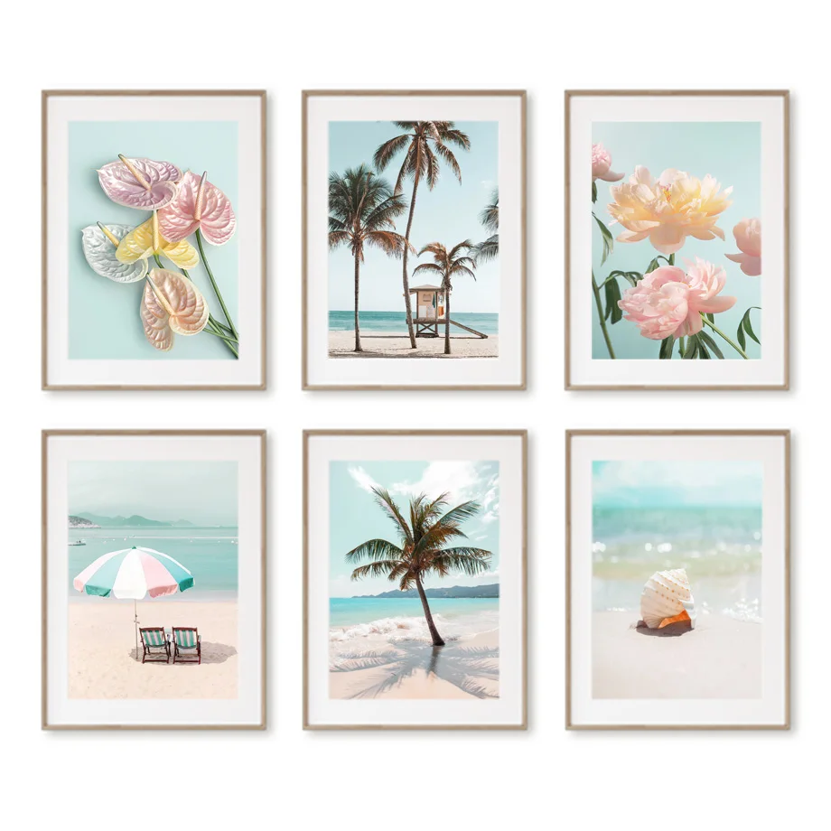 Морская волна морской цветок Северный настенное искусство холст постеры и