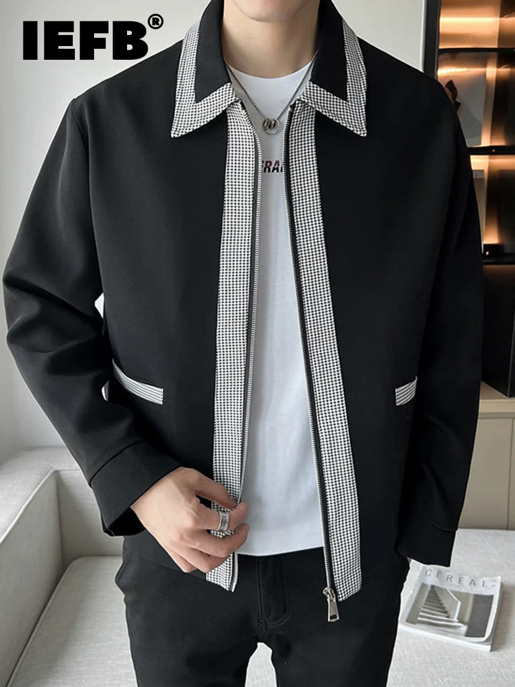 

Мужская куртка на молнии с отложным воротником и длинным рукавом