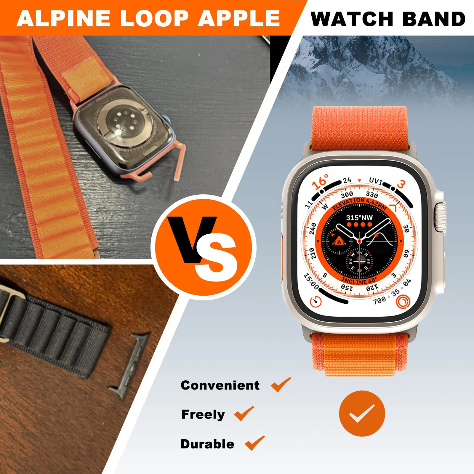 Фото Ремешок Alpine для Apple watch Ultra, браслет с застежкой-пряжкой для iWatch series 7 6 5 3 se 8, 49 мм 44 мм 45 мм 40 мм 41 мм 42 мм 38 мм №4