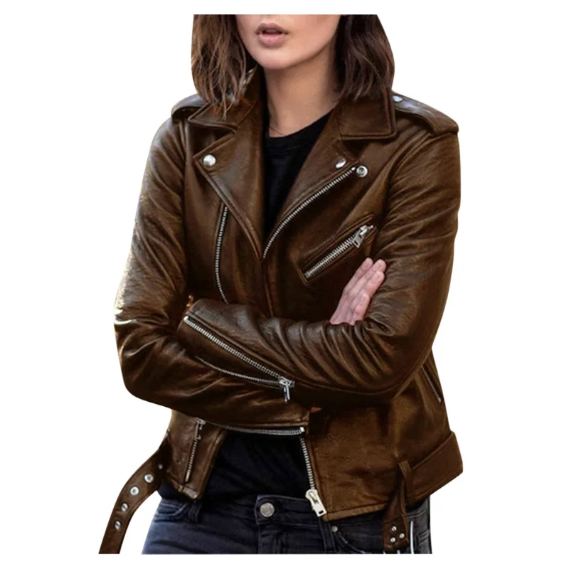 2022 new leather coat women's jacket autumn short spring Korean PU motorcycle suit slim fit popular winter leather jacket