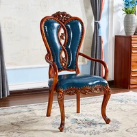 european style dining chair solid wood chair stool back light luxury retro hotel restaurant household makeup simple handle chair