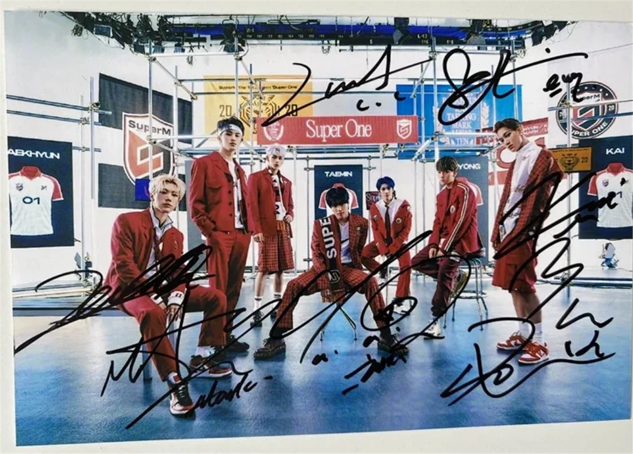 Подписанная фотография Ли Тэмин SuperM, Бэк Хён, Кай, Тэ Ён, Марк, Лукас, Тэн Super One Solo 1th Press It Hand Autographed SHINee K-POP.