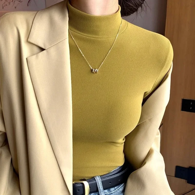 Элегантный черный топ с внутренней стороны женская футболка длинными рукавами