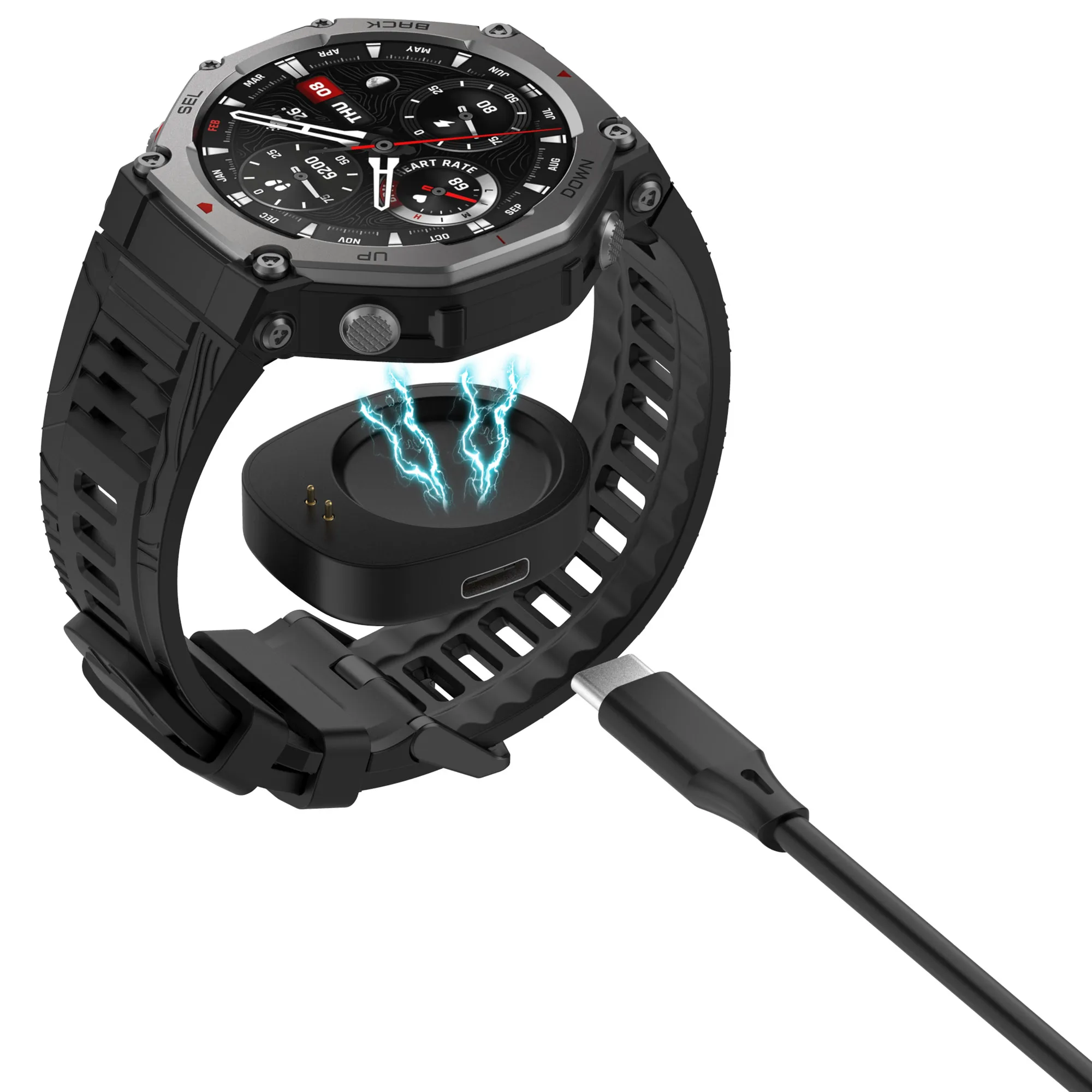 Фото Сменный преобразователь зарядного устройства для Amazfit Balance/T-Rex 3, магнитная портативная зарядная док-станция, адаптер для Amazfit T-Rex 3 №2
