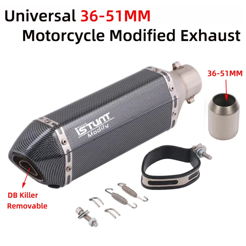 Universel 51mm Motorcycle Exhaust Pipe Escape Moto GP Muffler Scooter DB Killer For DUKE 125 MT03 NINJA250 Z750 Z900 R3 R6 R1 |