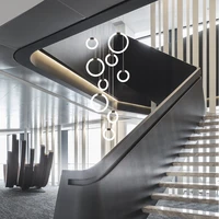 ring ring led lantern designer staircase chandelier modern minimal apartment villa living room restaurant indoor lighting