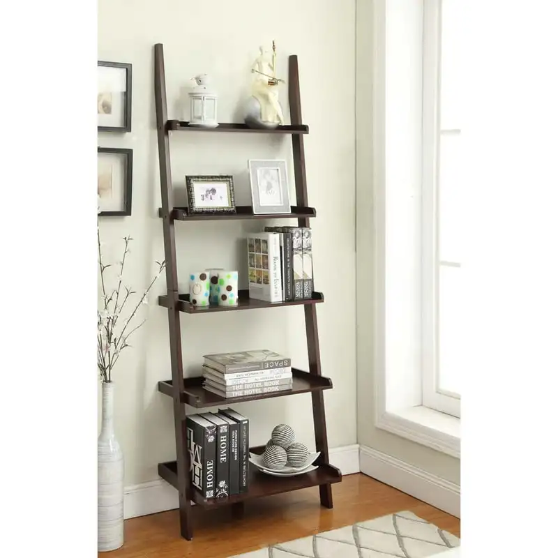 

American Heritage Bookshelf Ladder, Espresso Modern Shelves Shelving Bookcase Stable