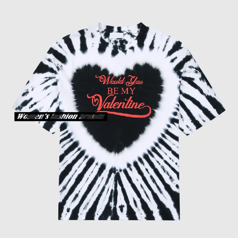 

2022 luxury design fashion new love tie dyeing full manual love tie women's T-shirt high-end quality round neck women's T-shirt