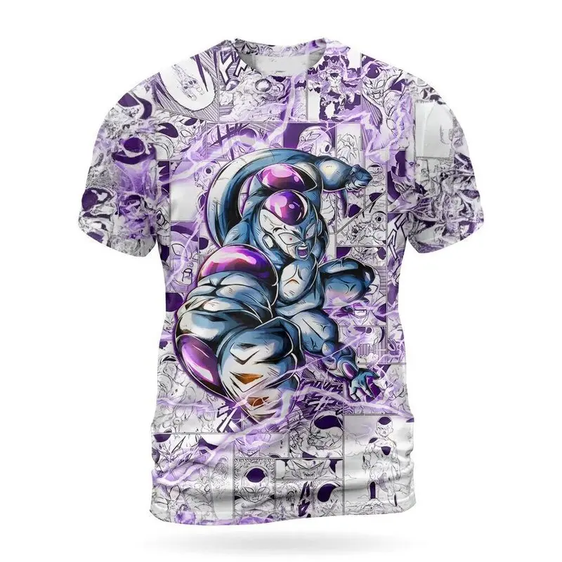 Anime Dragon Ball Z Men Large T-Shirt Guku Majin Buu Beerus Character Printing Casual Boys Clothes Children Short-Sleeved Shirts