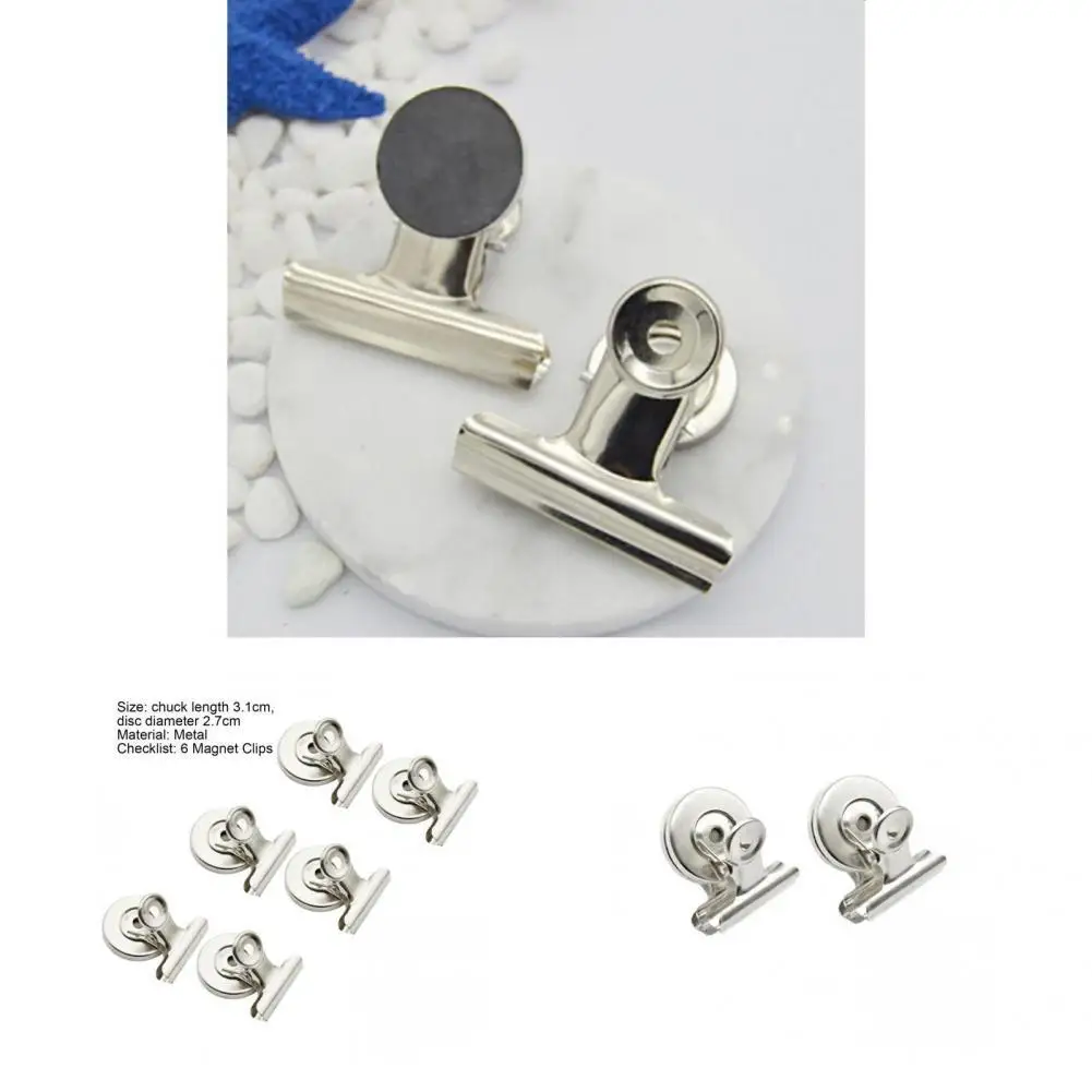 

Thickened DIY Metal Fine Workmanship Fridge Magnetic Clip Whiteboard Magnetic Clip Refrigerator Magnetic Clamp 6Pcs