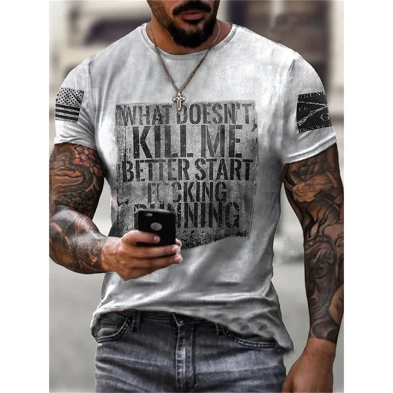 

T-shirt Retro Style Casual and Comfortable New Summe3damerican Street Men's Letter T-shirt O-neck Loose Large Size Shirt S-6xl