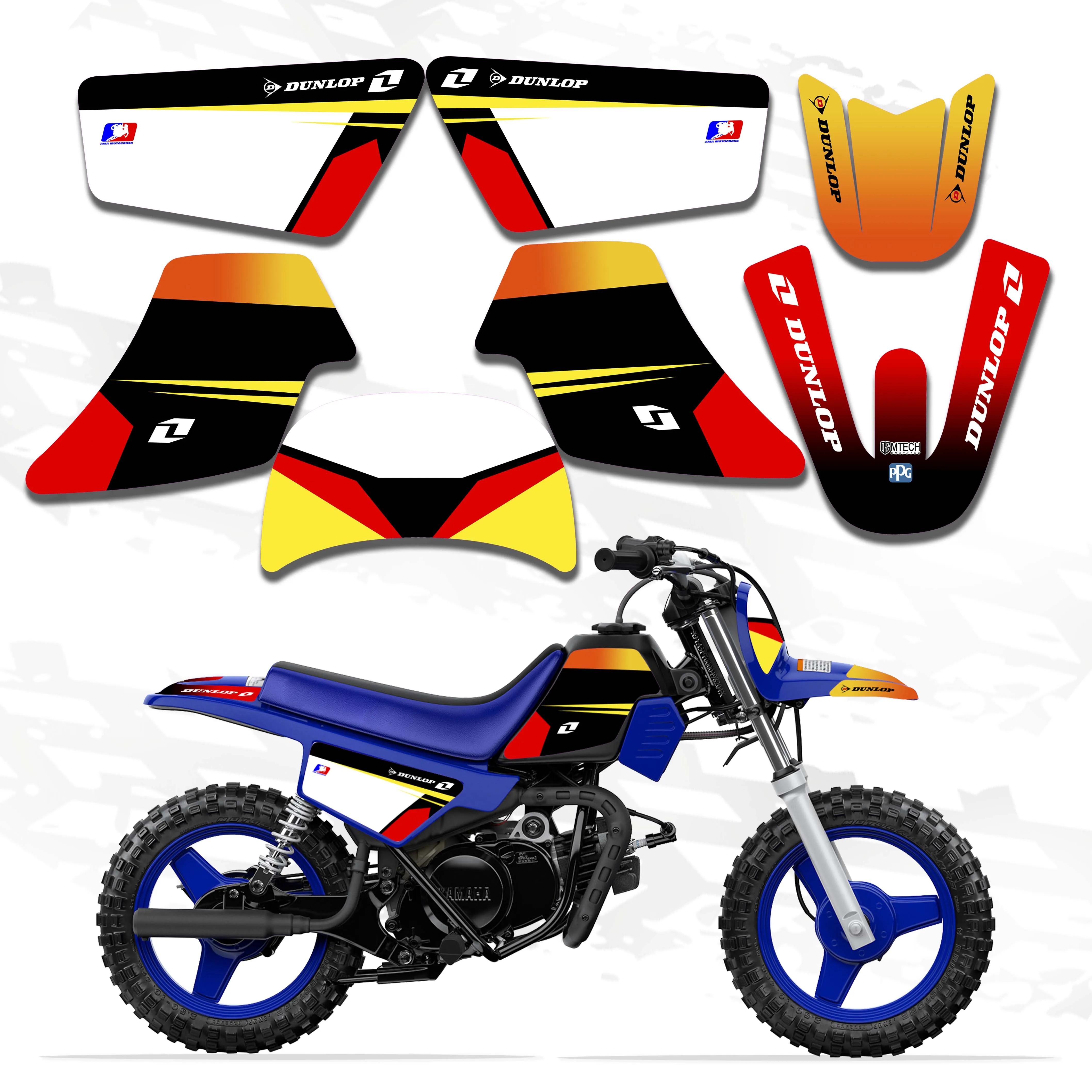 Набор наклеек DSMTECH GRAPHICS &amp BACKGROUND DECAL для Yamaha PW 50 PW50 питбайка |