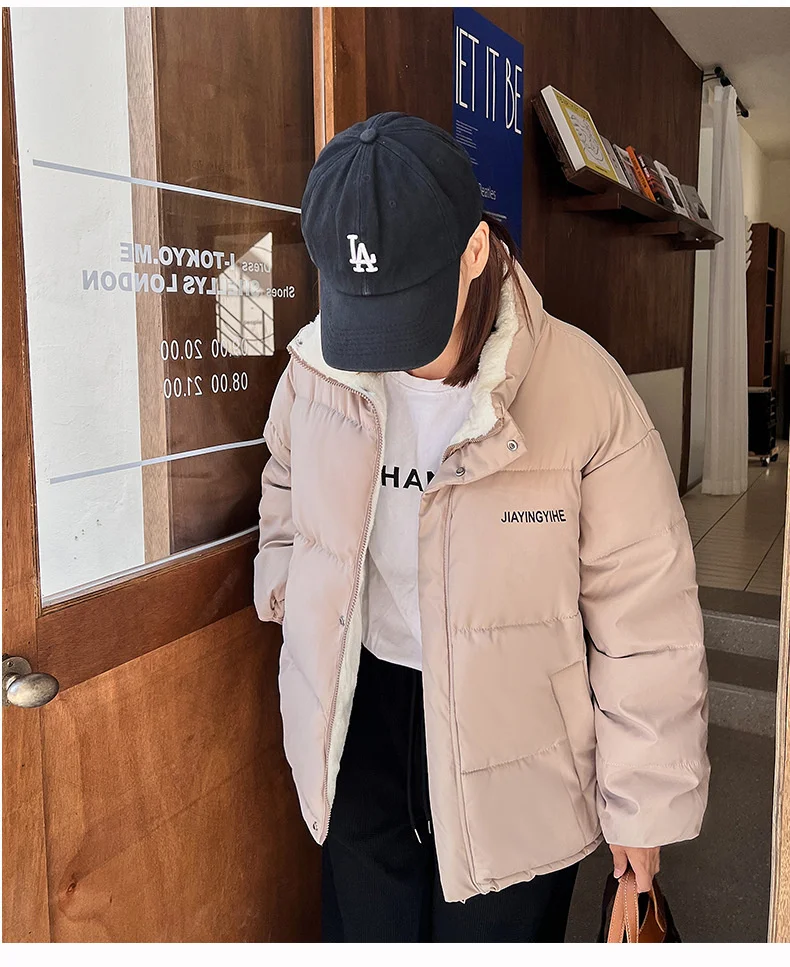2022 New Short Autumn Winter Jacket Women Thicken Warm Fleece Lining Coat Loose Puffer Outerwear Korean Fashion Parkas