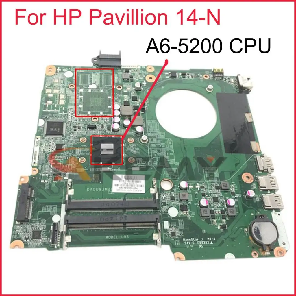 

Laptop motherboard For HP Pavillion 14-N Mainboard DA0U93MB6D2 739655-501 Core AM5200 TESTED DDR3