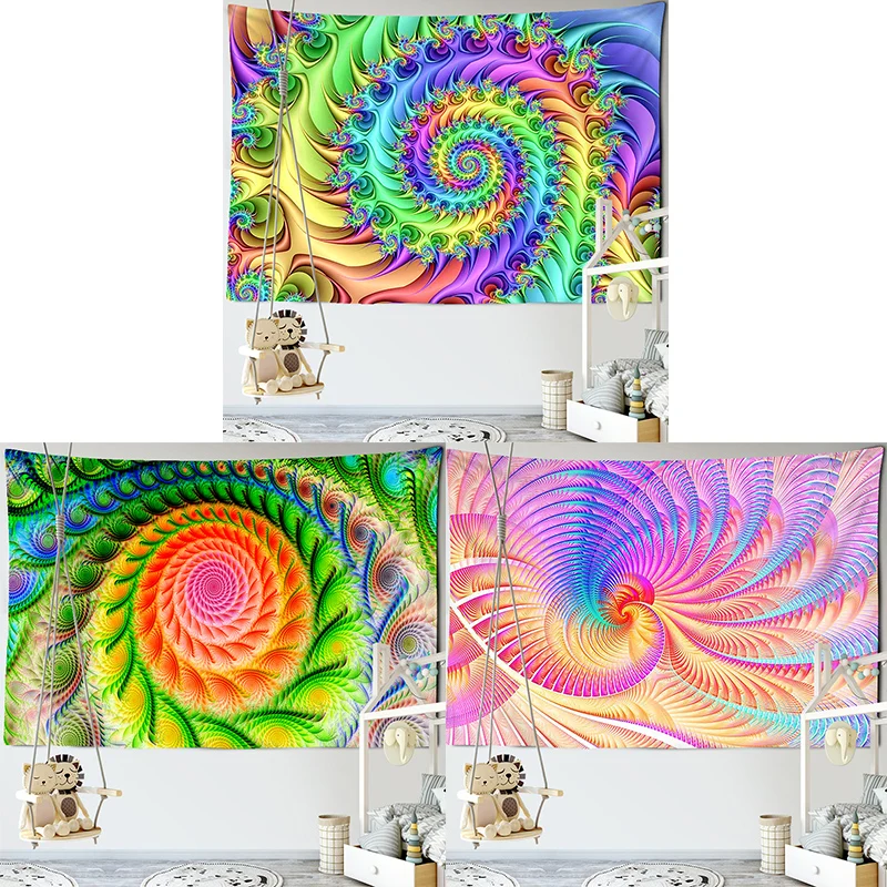 

Customizable Psychedelic Picture Blanket Tapestry Wall Hanging Boho Bedspread Blanket Dorm Home Decor Mandala
