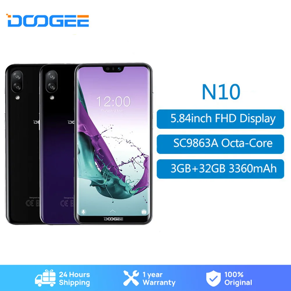 

DOOGEE N10 Mobile Phone 16MP Front Camera 3GB RAM 32GB ROM SC9863A Octa Core 5.84inch FHD+ 19:9 Display 3360mAh Android 8 4GLTE