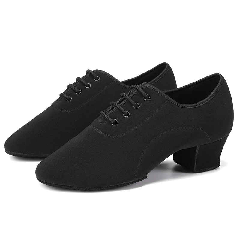 HROYL Men's Latin Dance Shoes Split Sole Jazz Ballroom Shoes for Dancing Man Stretch Cloth Heel Height 4CM Dance Sneakers