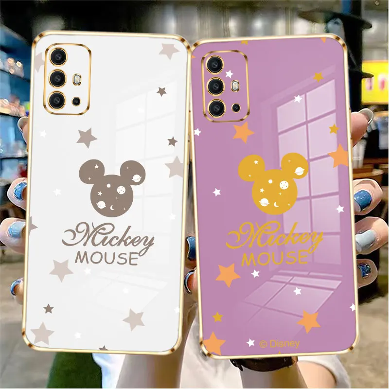 

Soft Plating Case For Motorola G30 G40 G50 G60 E6s E7 E7i G8 G9 Play Power Lite G Stylus Edge 20 Cover Mickey Starry Sky