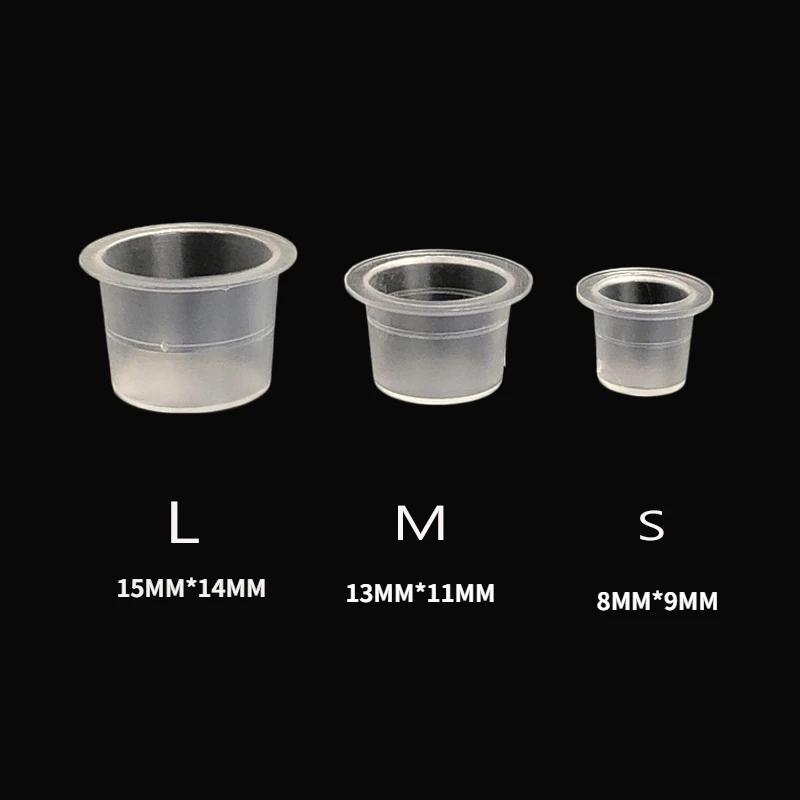 

100pc S/M/L Plastic Disposable Microblading Tattoo Ink Cups Permanent Makeup Pigment Clear Holder Container Cap Tattoo Accessory