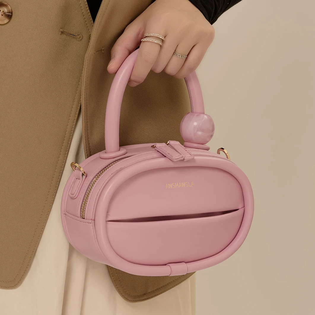 

Special-Interest Design Cute Round Bag Capsule Bag Round Pie Shoulder Bag for Women Solid Color Handbag Ladies Crossbody Bag