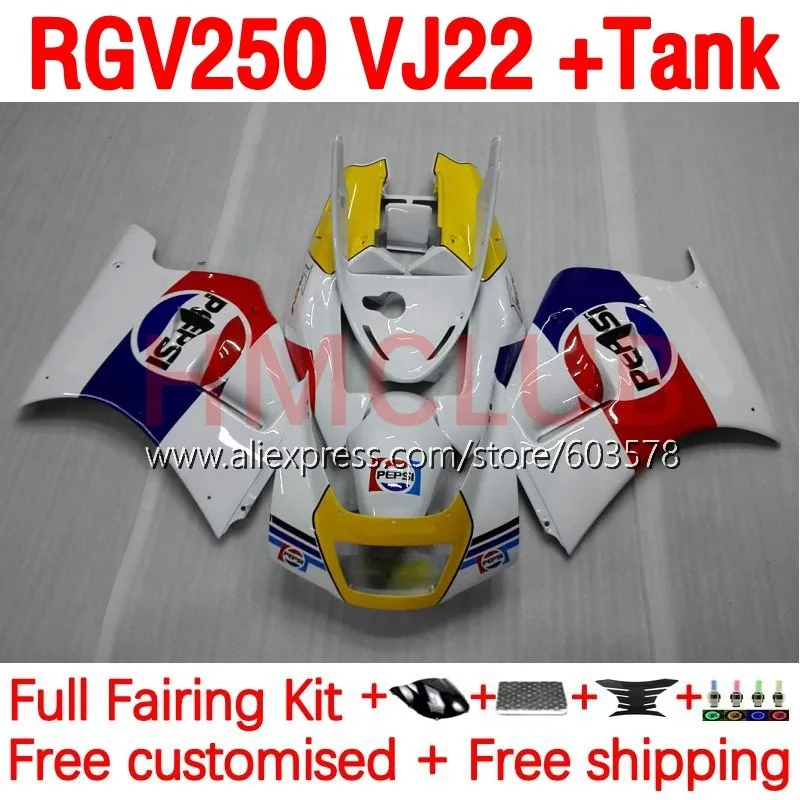 

Корпус + бак для SUZUKI RGV 250 SAPC VJ22 RGV-250 RGV250 90 91 92 93 94 95 96 1990 1992 1995 1996 комплект обтекателей 183No.6 белый глянцевый