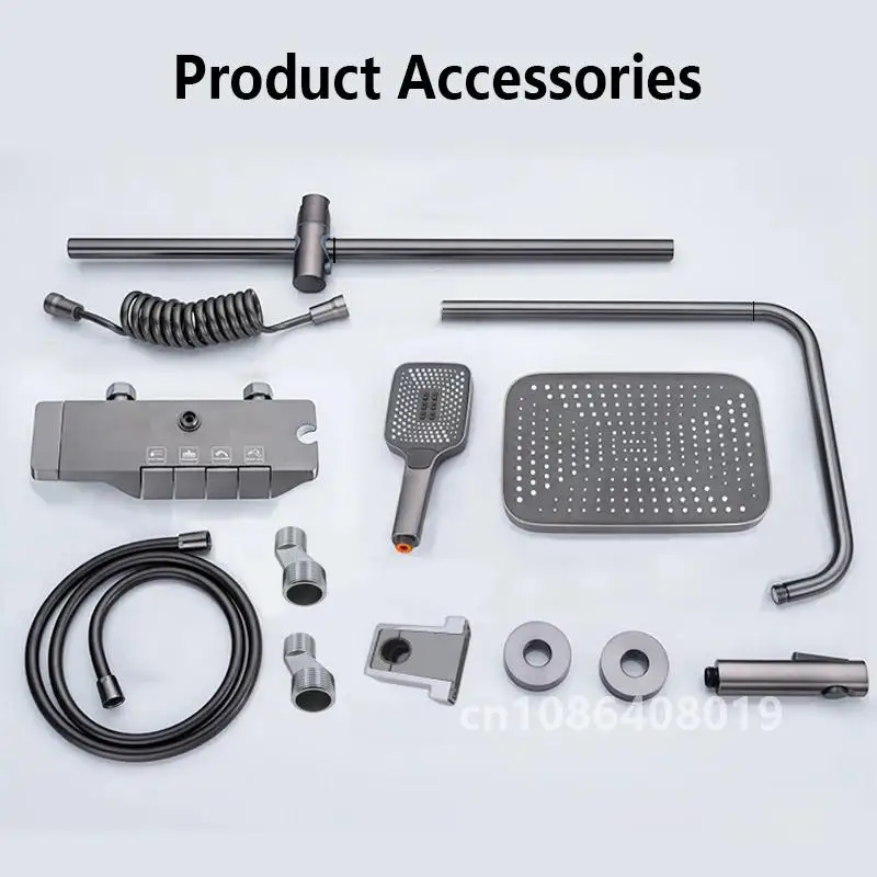 Черный цифровой душевой набор для ванной комнаты латунный настенный 4-сторонний