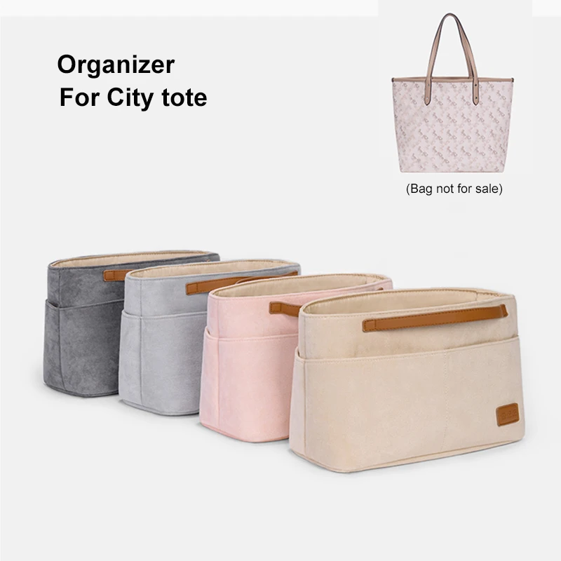 Suede Material Organizer Bag With Handle Travel Inner Purse Insert Makeup Pouch Fit Large Luxury Handbags For Coa City Ch Tote