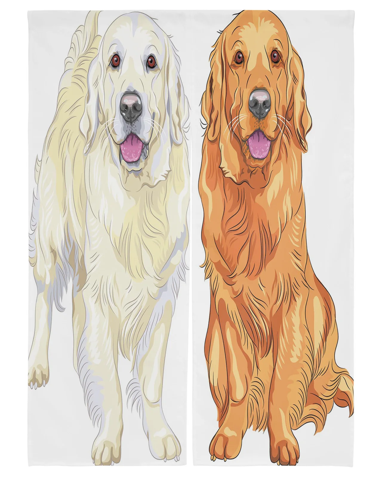

Dog Retriever Door Curtain Japanese Partition Kitchen Decorative Drapes Entrance Hanging Half-curtain