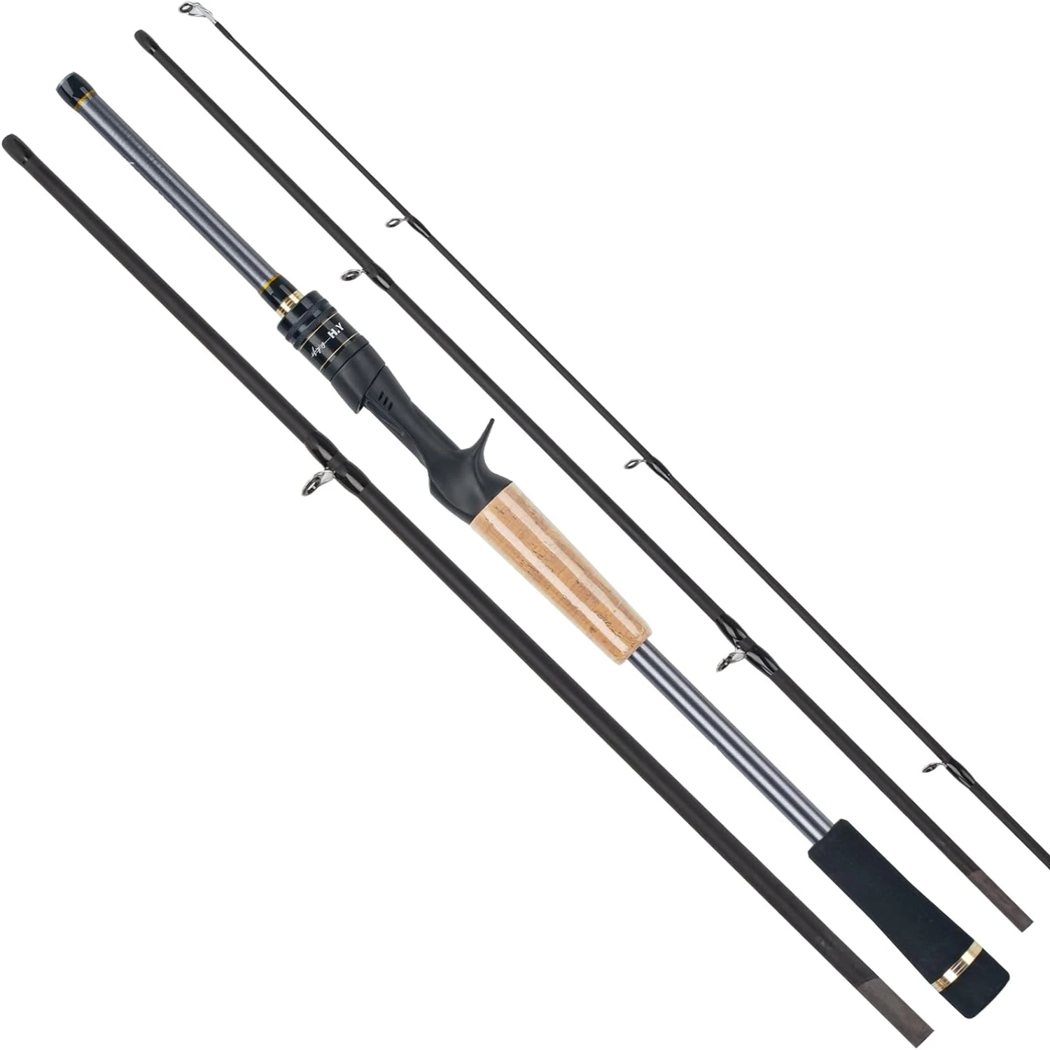 Ultralight Surf Casting/Spinning Fishing Rod High Quality 4 Piece Travel Pole for Saltwater Trout Bass Walleye and P