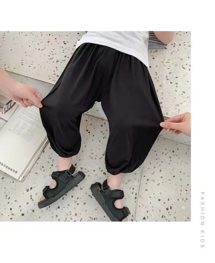 Enlarge Boys Girls Anti Mosquito Pants Summer Clothes New Baby Kids Boy Modal Pants Thin Elastic Children's Casual Pants Trousers Pants
