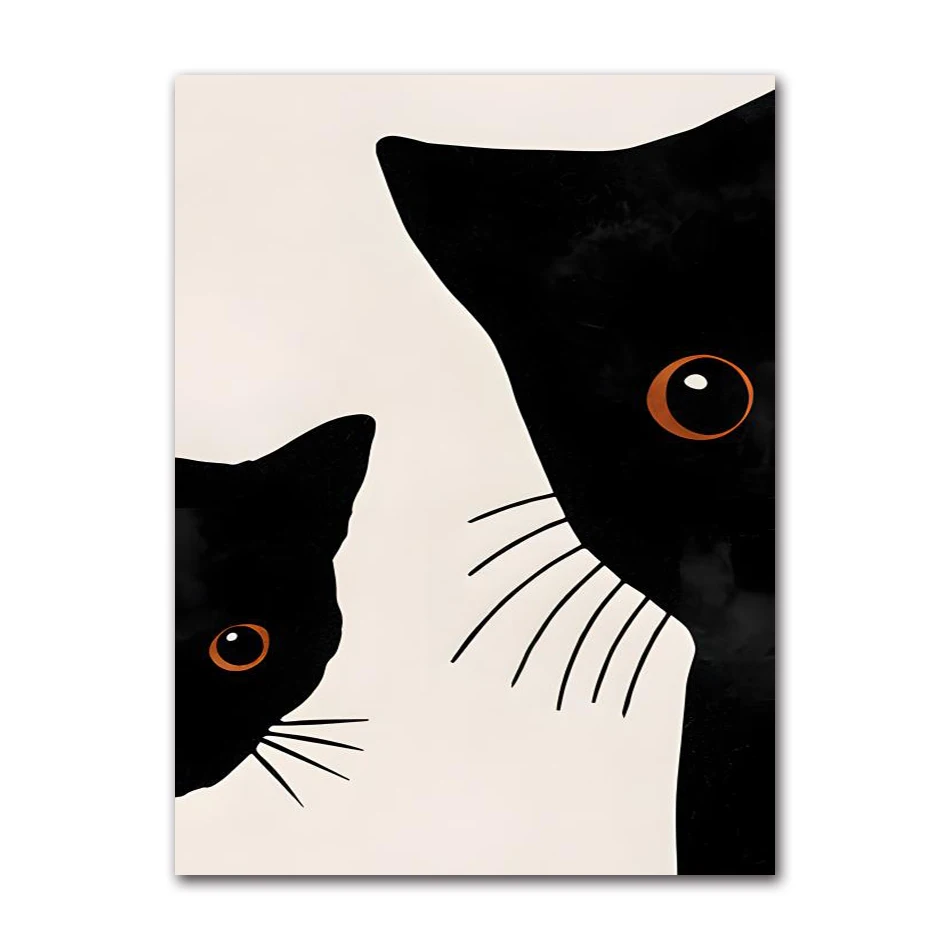 

Абстрактные бохо-растения, лист, кошка, холст, постер, настенный художественный принт, минималистичные картины с животными для украшения гостиной, подарок