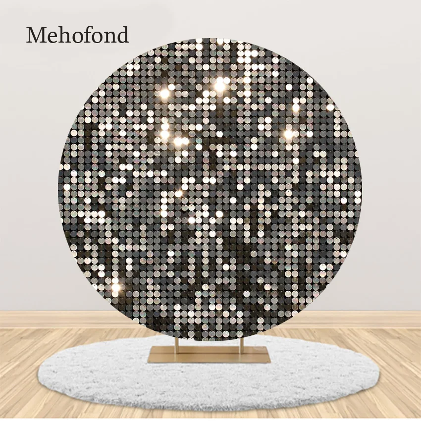 

Glitter Wedding Round Custom Backdrop Bridal Shower Sequins Decor Portrait Photography Background Props Photo Studio Photophone