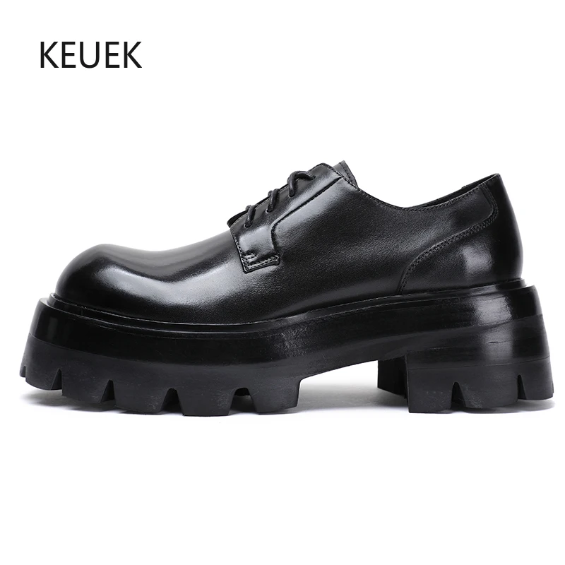

New Design Genuine Leather Dress Shoes Men British Fashion Thick Sole Heighting Casual Business Work Wedding Shoes Male 5A