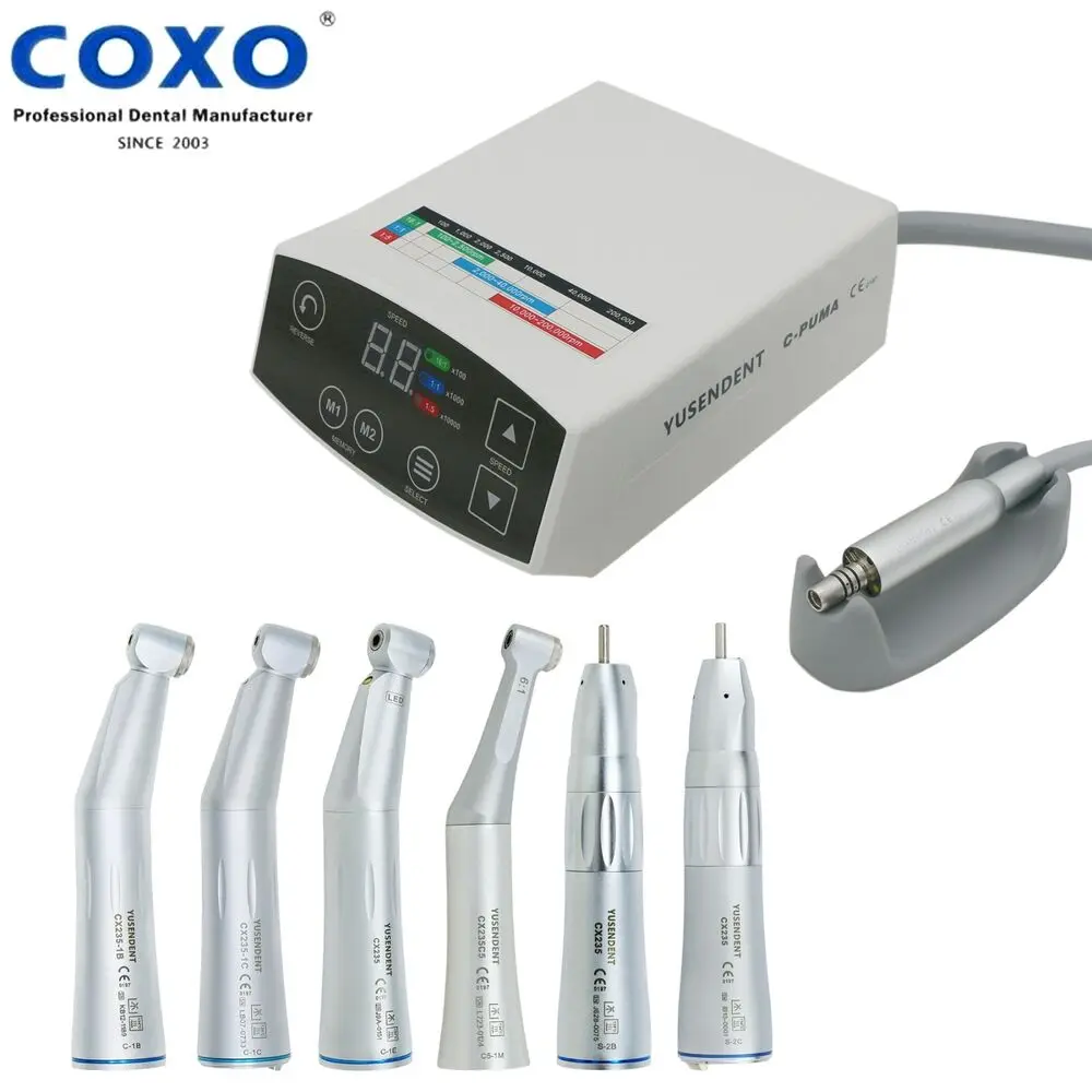 COXO Dental Electric C PUMA Fiber Optic Low Speed  1:1 6:1 Internal Water Channel Compatible with NSK WH Kavo Sirona Air Motor