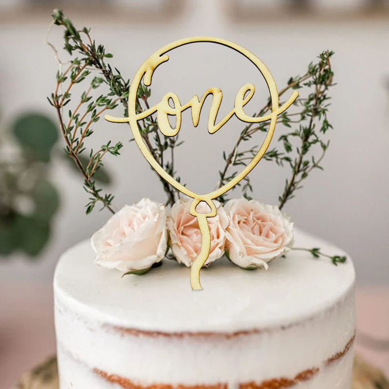 

Wooden One Baby Cake Topper Love Wreath One Newborn Happy Birthday Cake Toppers Baby Shower 1st Anniversary Party Decoration