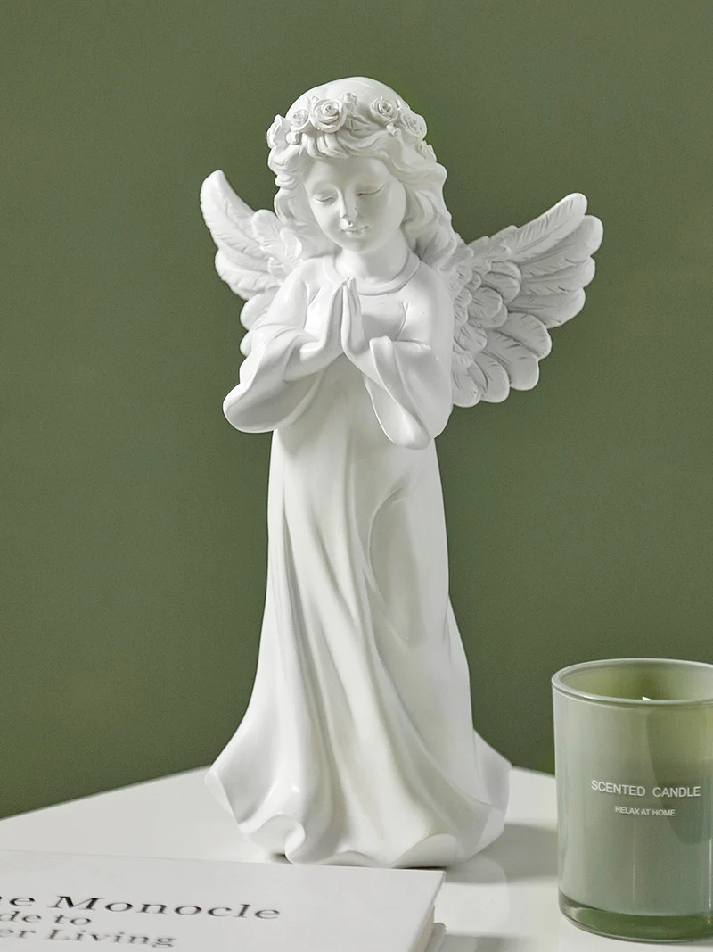

Resin Creative Nordic Angel Statue Home Decor Crafts Room Decoration Objects Study White Angel Girls Ornament Figurines