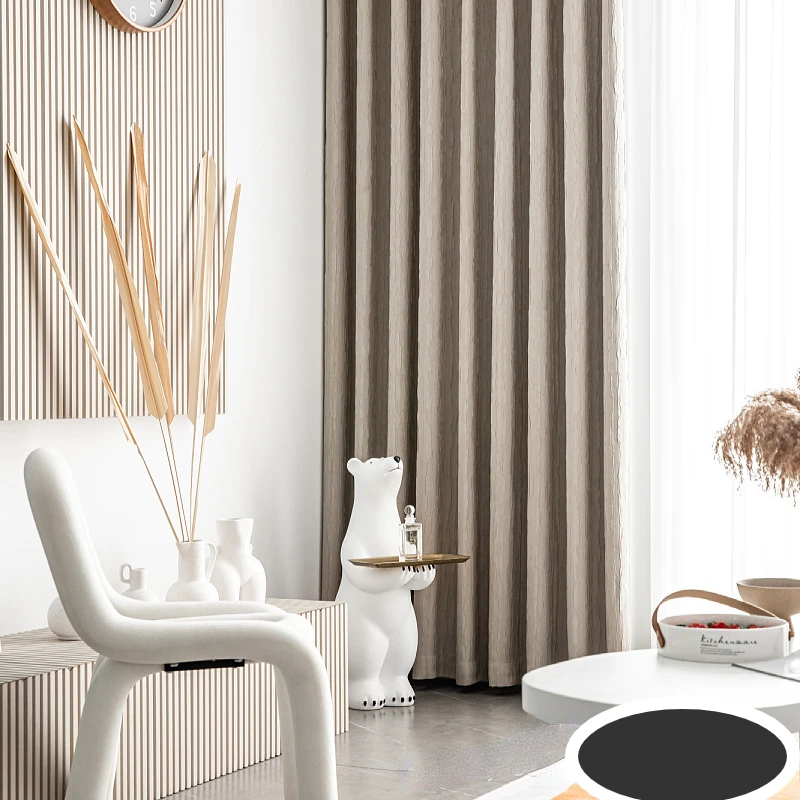 

Light Luxury Japanese Matcha Green Jacquard Texture Pleated Cloth Milk Tea Color Living Room Bedroom Blackout Curtain Cortina